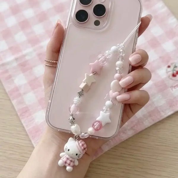 [BUNJANG] Hello Kitty Star Bead Strap Charm Keychain / 새제품 헬로키티 별 비즈 스트랩 키링