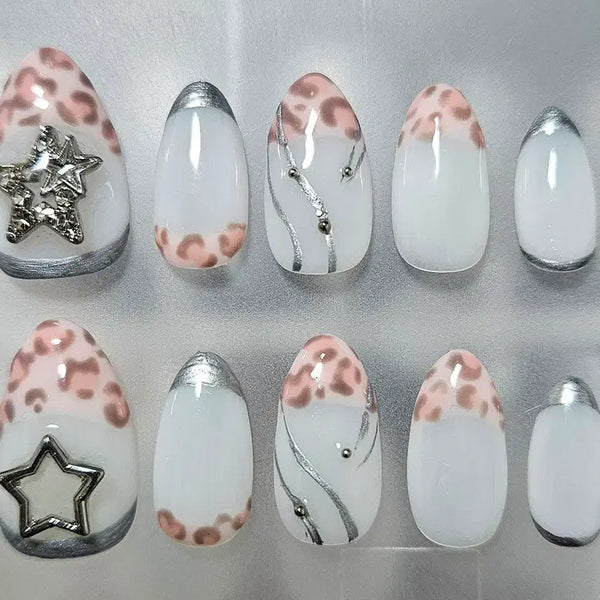 [BUNJANG] Y2K Metal Leopard Print Handmade Nail Tips / [Y2K_메탈호피_수제네일팁] #상점소개글 필독 :)