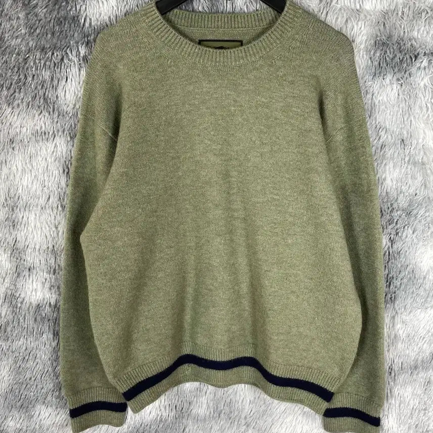 [BUNJANG] Uniform Bridge Line Crewneck Knit Olive / 유니폼 브릿지 라인 크루넥 니트 올리브y 6598