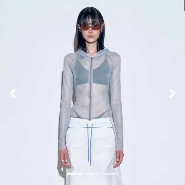 [BUNJANG] Sculptor Mesh Shirring Zip-up / 스컬프터 메쉬 셔링 집업