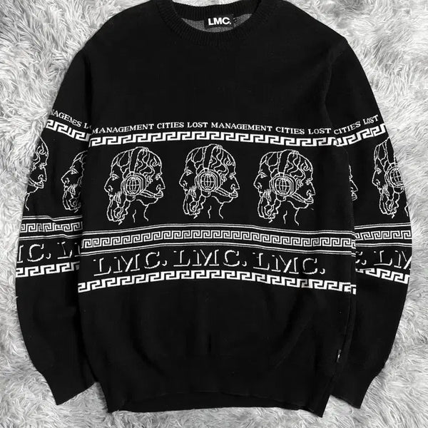 [BUNJANG] LMC Archive Graphic Pattern Black Knit / LMC 아카이브 그래픽 패턴 블랙 니트 y 6599