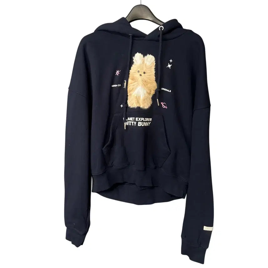 [BUNJANG] Kirsh Navy Printing Cropped Hoodie / 1 키르시 여성 네이비 프린팅 크롭 후드티