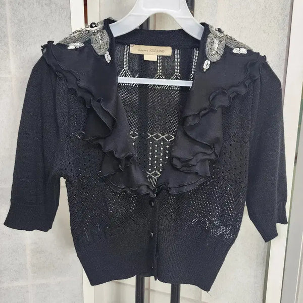 [BUNJANG] Ecole de Paris Embellished Shoulder Bolero Cardigan / 에꼴드파리가디건 볼레로 견장장식 고급짐 여름가디건