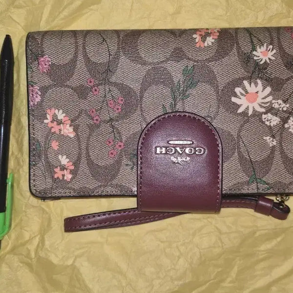 [BUNJANG] Coach Floral Print Signature Wallet Brown / 코치 여성 지갑 꽃무늬 브라운
