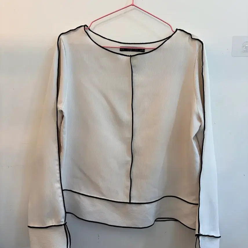 [BUNJANG] Zara Line Color Block Long Sleeve Blouse / 자라 라인 배색 긴팔 블라우스