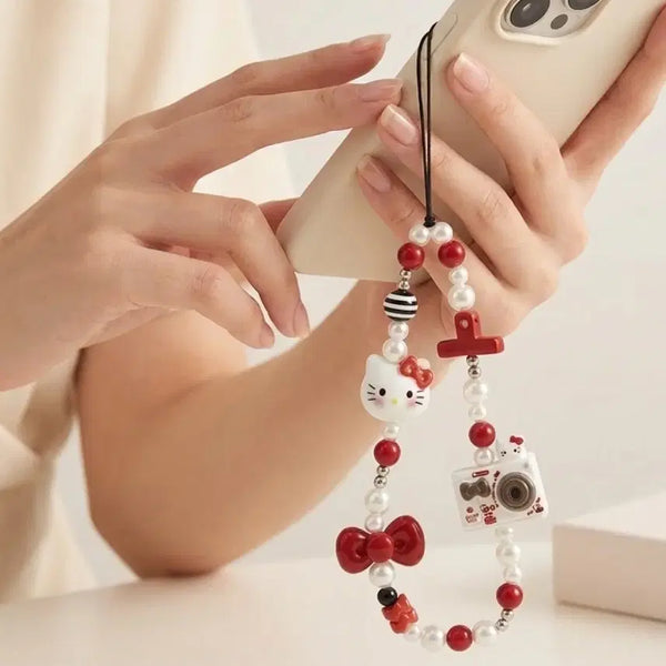 [BUNJANG] Handmade Hello Kitty Camera Beaded Strap / 새제품 키티 카메라 비즈 스트랩