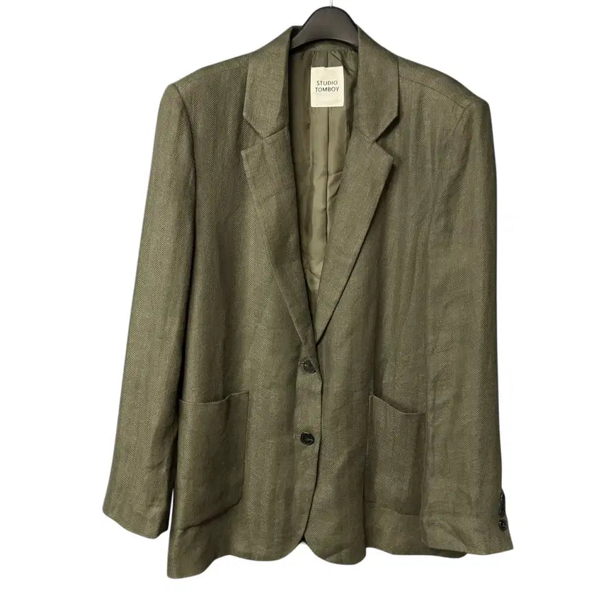 [BUNJANG] Studio Tomboy Green Linen Jacket / 80 스튜디오톰보이 여성 그린 린넨 자켓