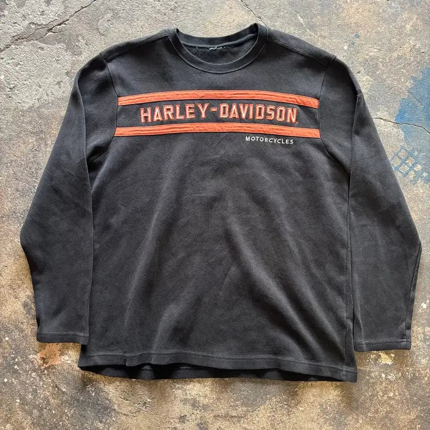 [BUNJANG] Vintage Harley-Davidson Stripe Thermal Long Sleeve / 빈티지 할리데이비슨 스트라이프 롱 슬리브