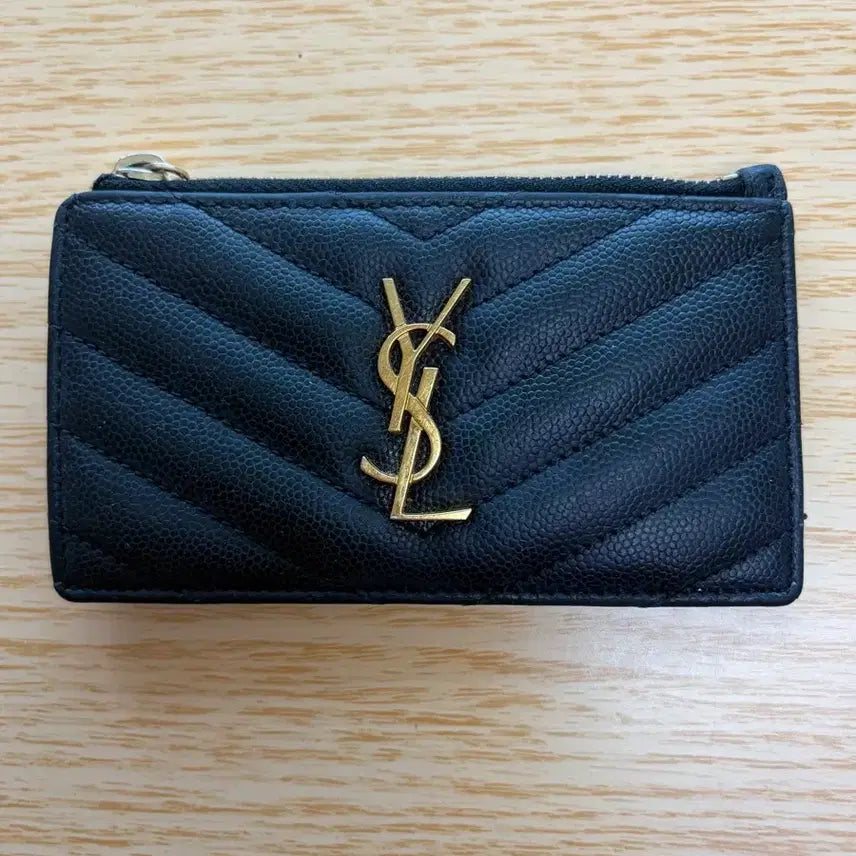 [BUNJANG] Saint Laurent Gold Logo Card Holder / 생로랑 금장 카드지갑