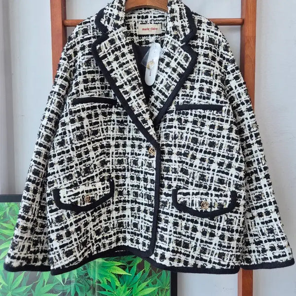 [BUNJANG] Marie Claire Tweed Jacket Black White / (새상품)마리끌레르 트위드 자켓 블랙 화이트