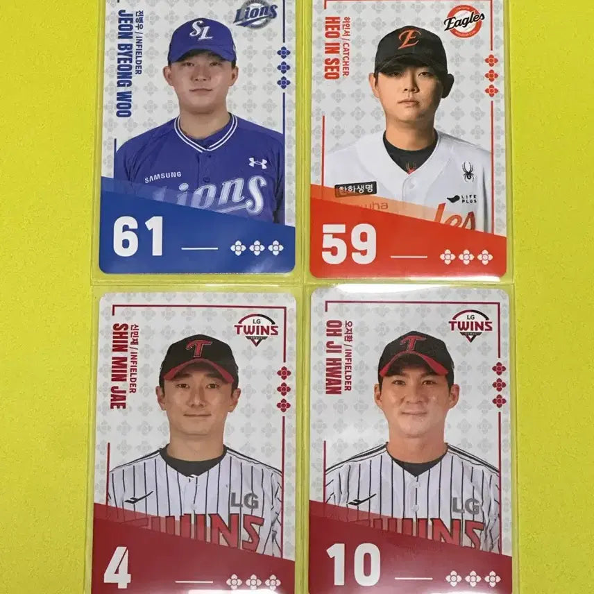 [BUNJANG] Paldo Bibimmyeon KBO Collaboration Photocards (Unused Code) - Jeon Byeong-woo, Heo In-seo, Shin Min-jae, Oh Ji-hwan / (코드 미사용) 팔도비빔면 KBO 콜라보 카드 전병우 / 허인서 / 신민재 / 오지환