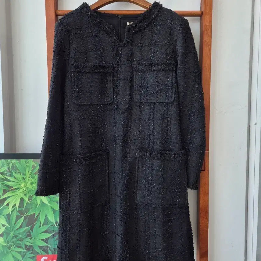 [BUNJANG] NAIN Tweed Check Dress Black / (새상품)NAIN. 트위드 체크 원피스 블랙