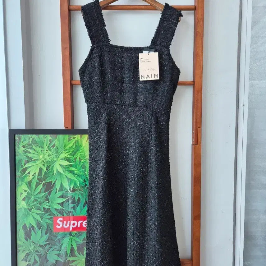 [BUNJANG] NAIN Tweed Sleeveless Midi Dress Black / (새상품)NAIN 트위드 민소매 원피스 블랙