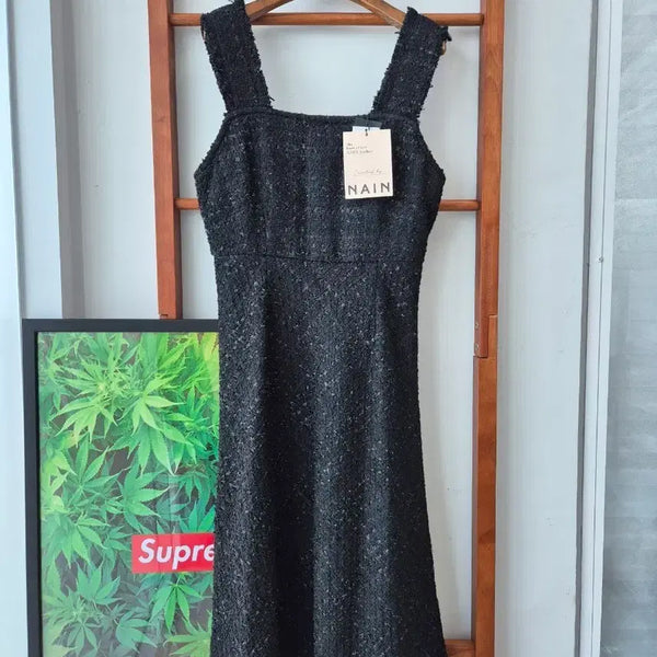 [BUNJANG] NAIN Tweed Sleeveless Midi Dress Black / (새상품)NAIN 트위드 민소매 원피스 블랙