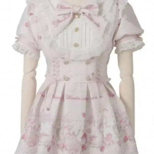 [BUNJANG] Liz Lisa Sweet Gingham Tearoom Setup Pink Floral Dress / 리즈리사 스위트 깅엄 티룸 셋업 핑크 양산형 지뢰계 스나계 히메갸루 로리타 플로럴 원피스 로걀