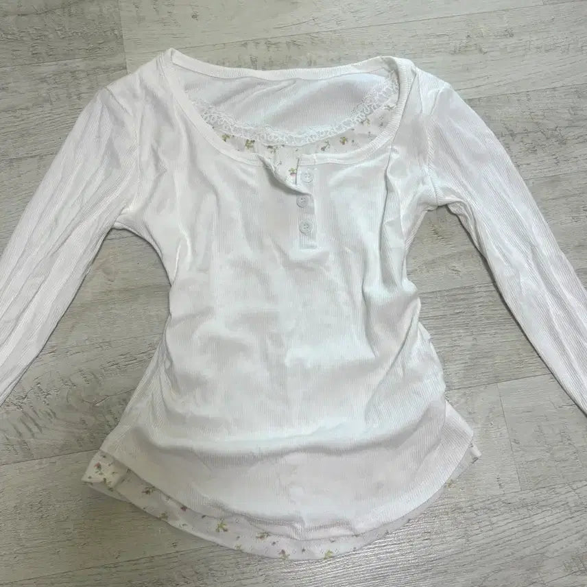[BUNJANG] Layered Henry Neck Long Sleeve T-Shirt / 레이어드 헨리넥 긴팔티셔츠