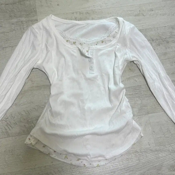 [BUNJANG] Layered Henry Neck Long Sleeve T-Shirt / 레이어드 헨리넥 긴팔티셔츠