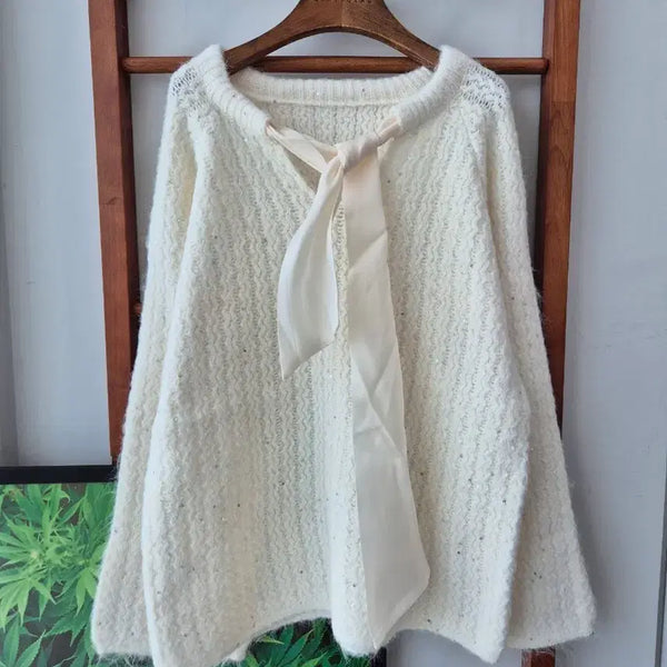 [BUNJANG] Cream Ivory Ribbon Tie Knit Sweater / (새상품)크림아이보리 리본타이 니트 스웨터