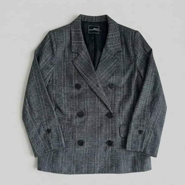[BUNJANG] Women's Grey Glen Check Double-Button Blazer Jacket (M) / 여성 그레이 블레이저 자켓 M