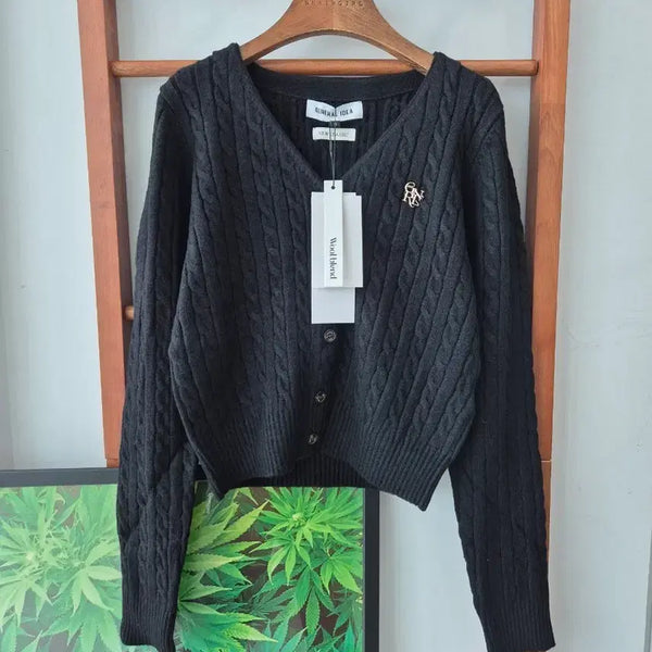 [BUNJANG] GENERAL IDEA Cable Knit Cardigan Black / (새상품)GENERAL IDEA 케이블 니트 가디건 블랙