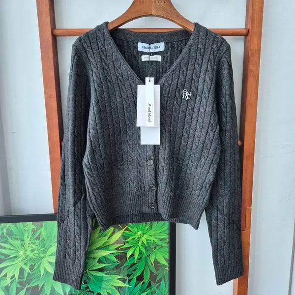 [BUNJANG] GENERALIDEA Cable Knit Wool Cardigan Charcoal / (새상품)GENERALIDEA 케이블 니트 가디건 챠콜