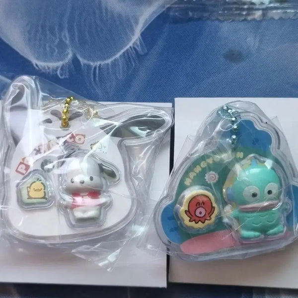 [BUNJANG] Sanrio Chocoball Charm Package Keychain Pompompurin & Hangyodon Bundle Set / (미개봉) 산리오 초코볼 참 패키지 키링 포챠코 한교동