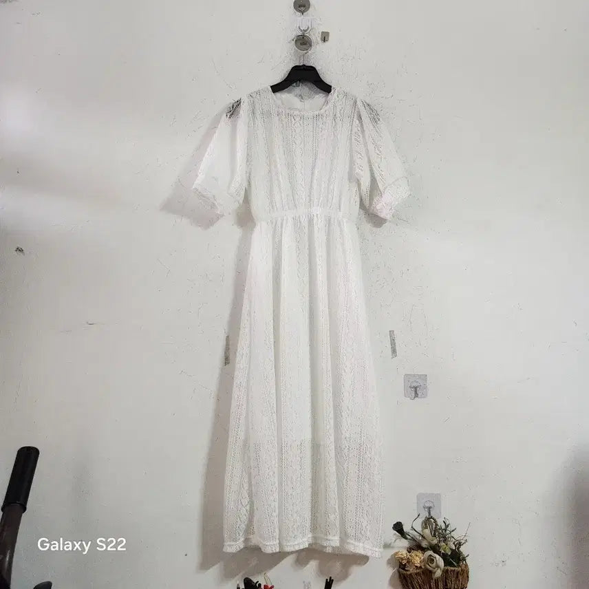 [BUNJANG] White Lace Short Sleeve Dress / 화이트 레이스 반팔 원피스