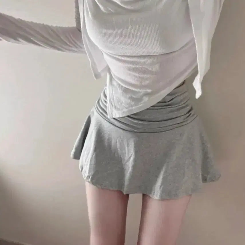 [BUNJANG] Shirring Skirt Grey / 셔링 스커트 그레이