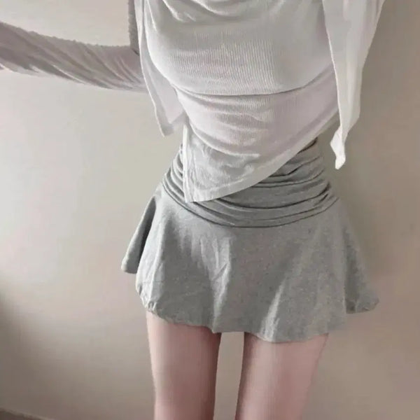 [BUNJANG] Shirring Skirt Grey / 셔링 스커트 그레이