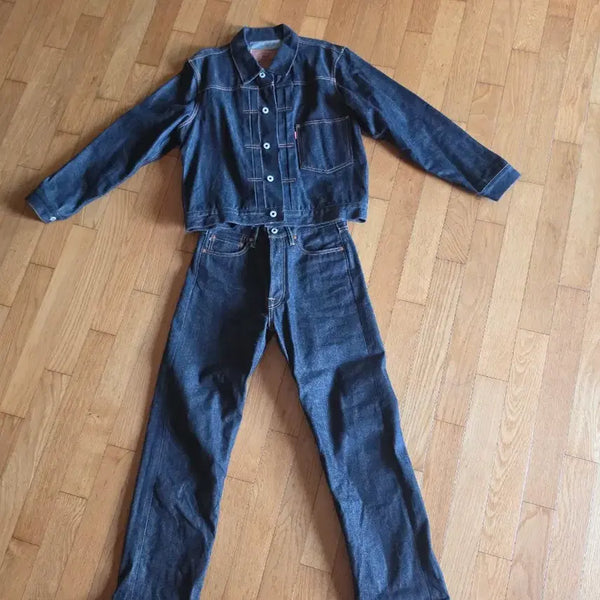 [BUNJANG] Red Tornado Denim Setup Jacket and Pants / 레드토네이도 데님 셋업