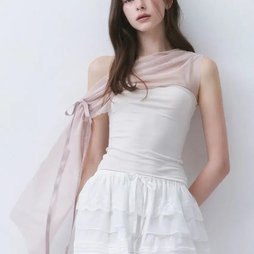 [BUNJANG] DINTZ Petunia Lace Sheer Banding Skirt Ivory / 더티스 페튜니아 레이스 쉬어 밴딩 스커트 아이보리