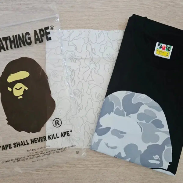 [BUNJANG] A BATHING APE Black Camo Short Sleeve T-Shirt / A BATHING APE 반팔티 블랙 카모 L