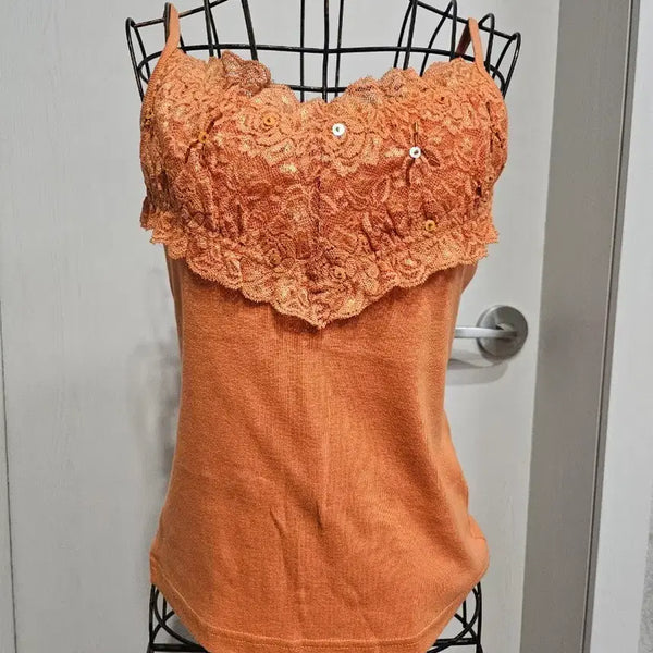 [BUNJANG] Orange Lace Bustier Camisole / 오렌지색 레이스 뷔스티에 나시