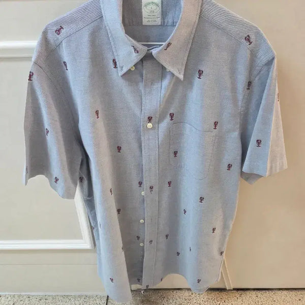 [BUNJANG] Brooks Brothers Oxford Shirt Lobster Pattern Blue L / 브룩스 브라더스 옥스포드 셔츠 랍스터 패턴 블루 L