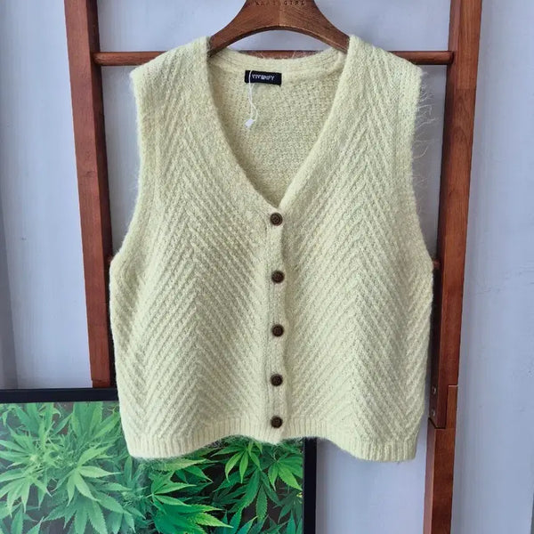 [BUNJANG] VIVIANAFY Knit Vest Yellow / (새상품)VIVIANAFY 니트 조끼 옐로우