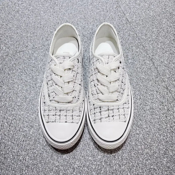 [BUNJANG] Forme The Store Women's White Tweed Low-Top Sneakers / (정품/새상품) 폼더스토어 여성 화이트 트위드 로우탑 스니커즈