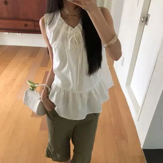 [BUNJANG] Litkim Pintuck Shirring Blouse / 릿킴 핀턱 셔링 블라우스 새상품