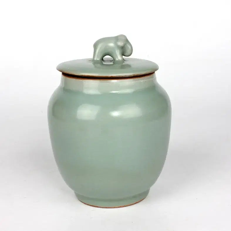[BUNJANG] Yongcheon Kiln Buncheong Stoneware Elephant Lid Jar / 용천요 분청유코끼리단추뚜껑 항아리. 이벤트