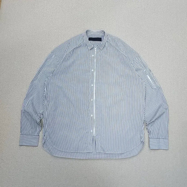 [BUNJANG] Juun.J Men's Oversized Stripe Zip-Up Shirt / (48)준지 남자 오버핏 스트라이프 셔츠 긴팔 집업 남방 W4535