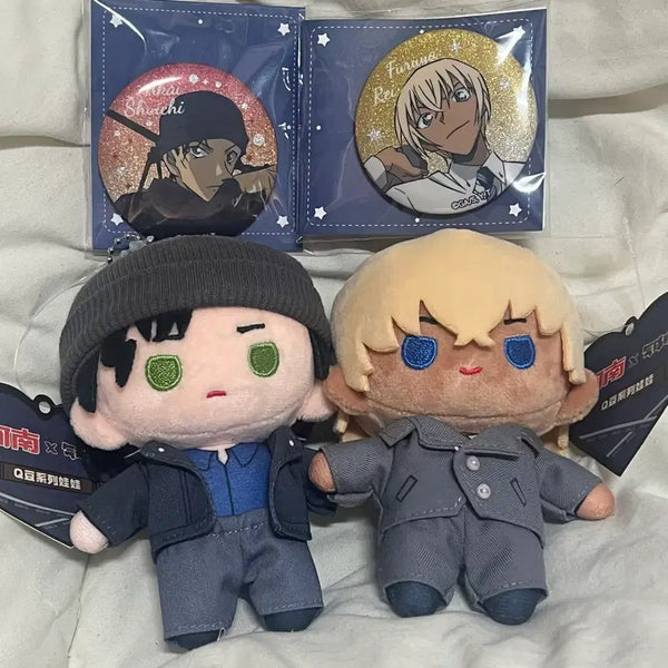 [BUNJANG] Detective Conan Akai Shuichi Amuro Tooru Furuya Rei Plush Doll & Can Badge Bundle Set / [일괄] 명탐정코난 아카이슈이치 아무로토오루 후루야레이 중국 누이 캔뱃지