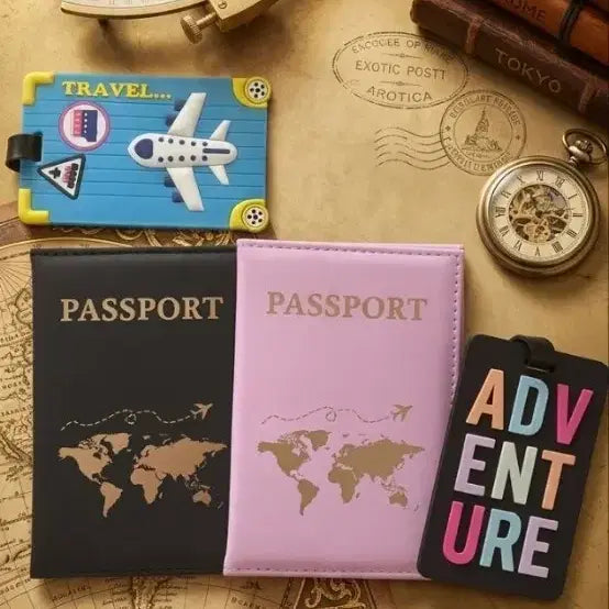 [BUNJANG] Couple Passport Case + Luggage Tag Set / 커플 여권 케이스+수화물태그+기본여권홀더
