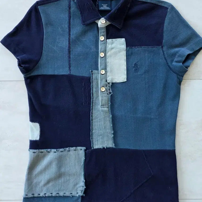 [BUNJANG] Polo Ralph Lauren Patchwork Vintage Pique Polo Shirt (Women's S/80) / [정품] 폴로 랄프로렌 패치워크 빈티지 피케 카라티 (여성 S.80)