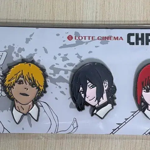 [BUNJANG] Chainsaw Man Lotteria Cinema Collaboration Badge Set (3 Types) / 체인소맨 롯데시네마 콜라보 뱃지 3종 세트