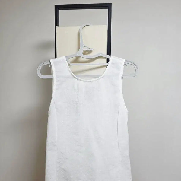 [BUNJANG] Linen Sleeveless Blouse White / 린넨 무지 화이트 민소매 블라우스