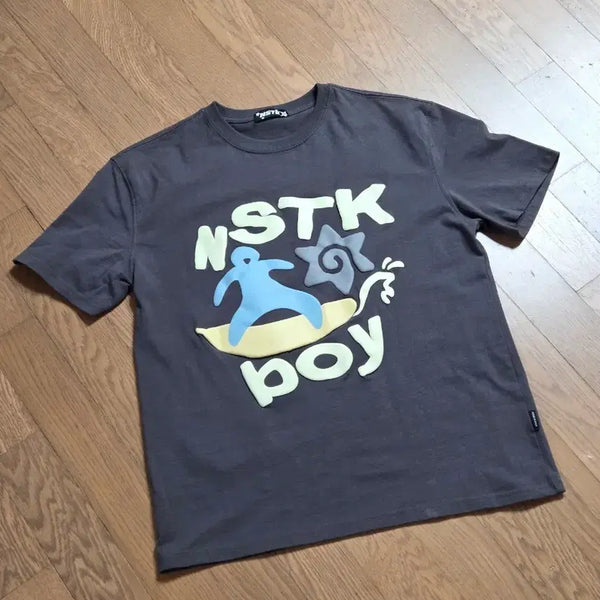 [BUNJANG] KaikaiFi Surfing Banana Short Sleeve T-Shirt Charcoal M / 카이파이 서핑 바나나 보이 반팔 M