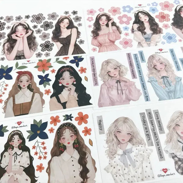 [BUNJANG] 6 Types of Aesthetic Character Stickers / 감성 인물 스티커 6종