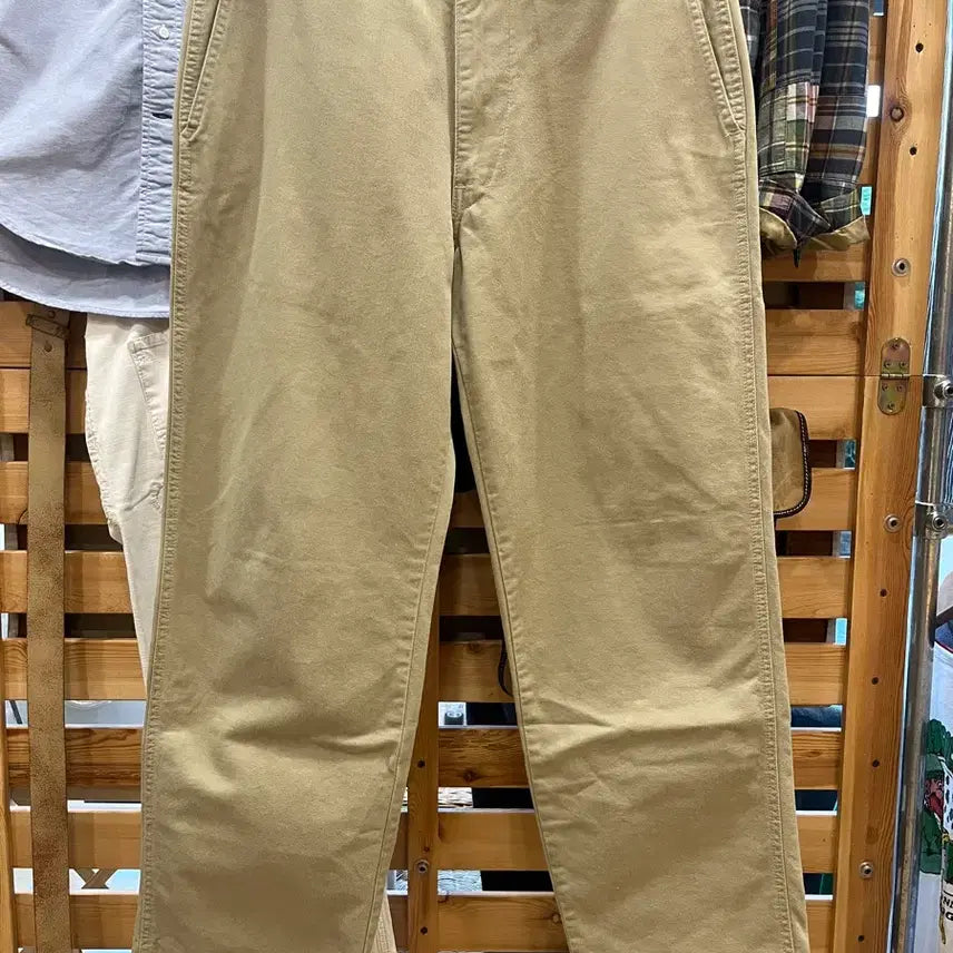[BUNJANG] Military Vintage Vat Dye Sanforized Chino Pants Khaki Beige 100% Cotton Twill / 밀리터리 샌포라이즈드 치노 팬츠