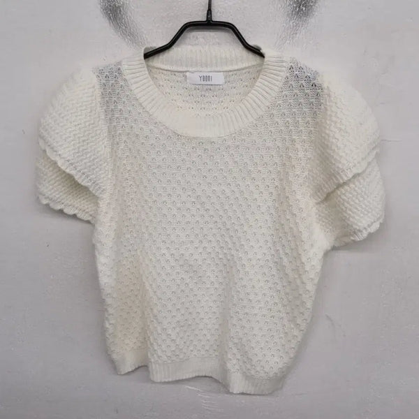 [BUNJANG] YOONI Pattern Knit Short-Sleeve Top (Women's Size 55) / [여성55 size] YOONI 반팔 패턴 니트