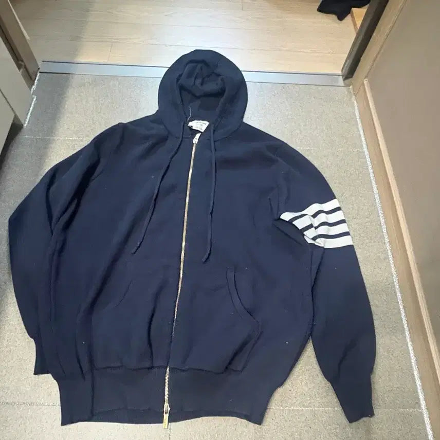 [BUNJANG] Thom Browne Navy Striped Hoodie / 톰브라운 후드집업