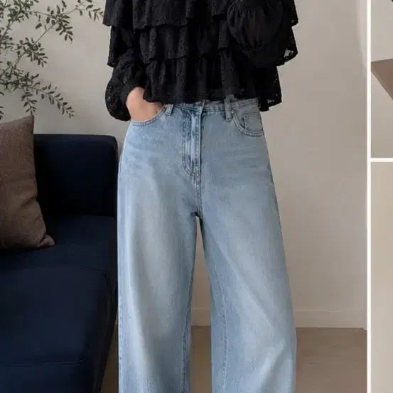 [BUNJANG] PLAN B 3-Tier Ruffle Semi-Crop Blouse / PLAN B 3단프릴세미크롭블라우스(가격다운)